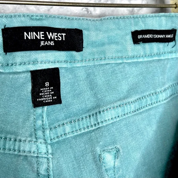 Nine West Pastel Mint Green Skinny Ankle Gramercy Raw Hem Jeans Women’s 8 - Picture 7 of 8